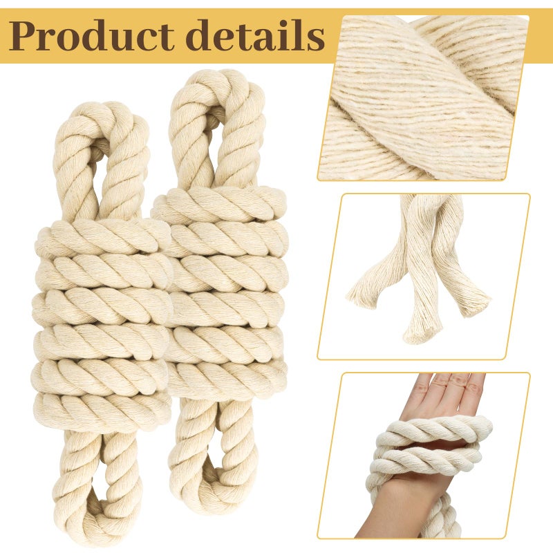 Faxco 2 Pack 10ft Natural Twisted Cotton Rope Strong Triple-Strand Rope for Sports  Crafts  Indoor Outdoor Use Tug of War Rope - Image 3